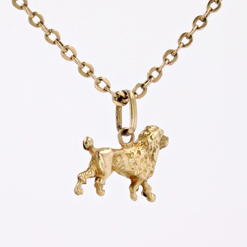 French 18 Karat Yellow Gold Poodle Charm Pendant, 1960s