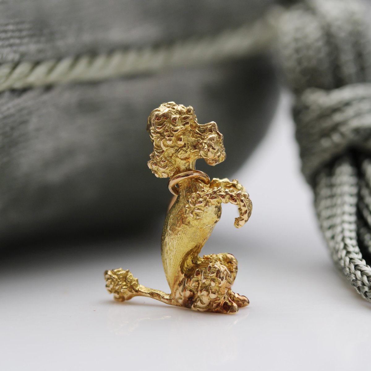 French 18 Karat Yellow Gold Sitting Poodle Charm Pendant, 1960s