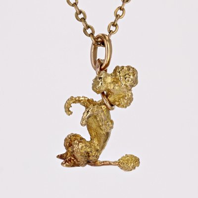 French 18 Karat Yellow Gold Sitting Poodle Charm Pendant, 1960s-OLU-1724506