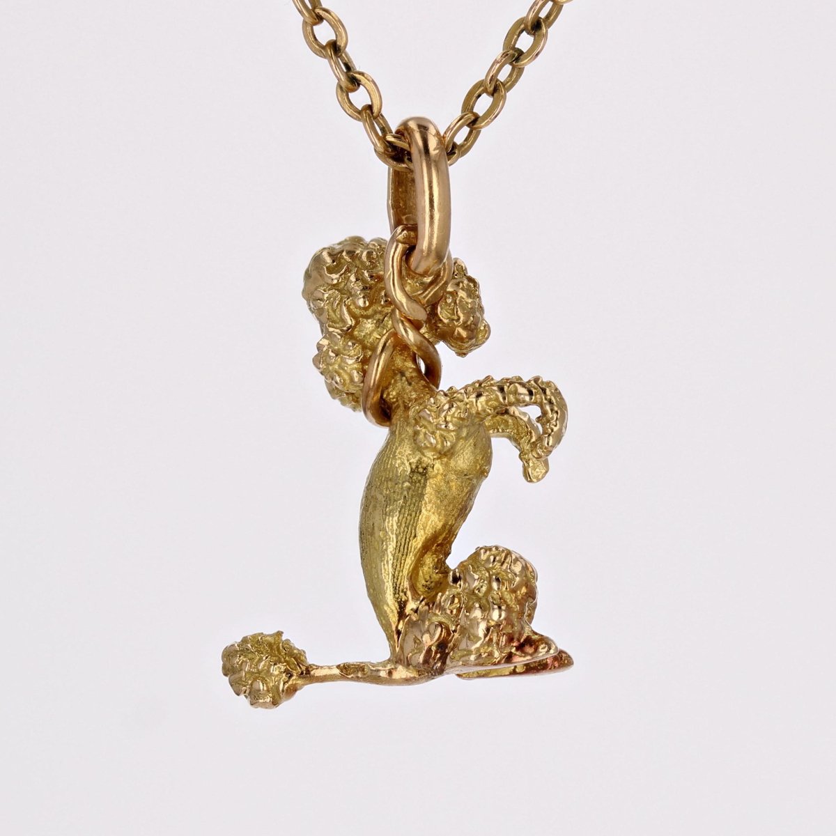 French 18 Karat Yellow Gold Sitting Poodle Charm Pendant, 1960s