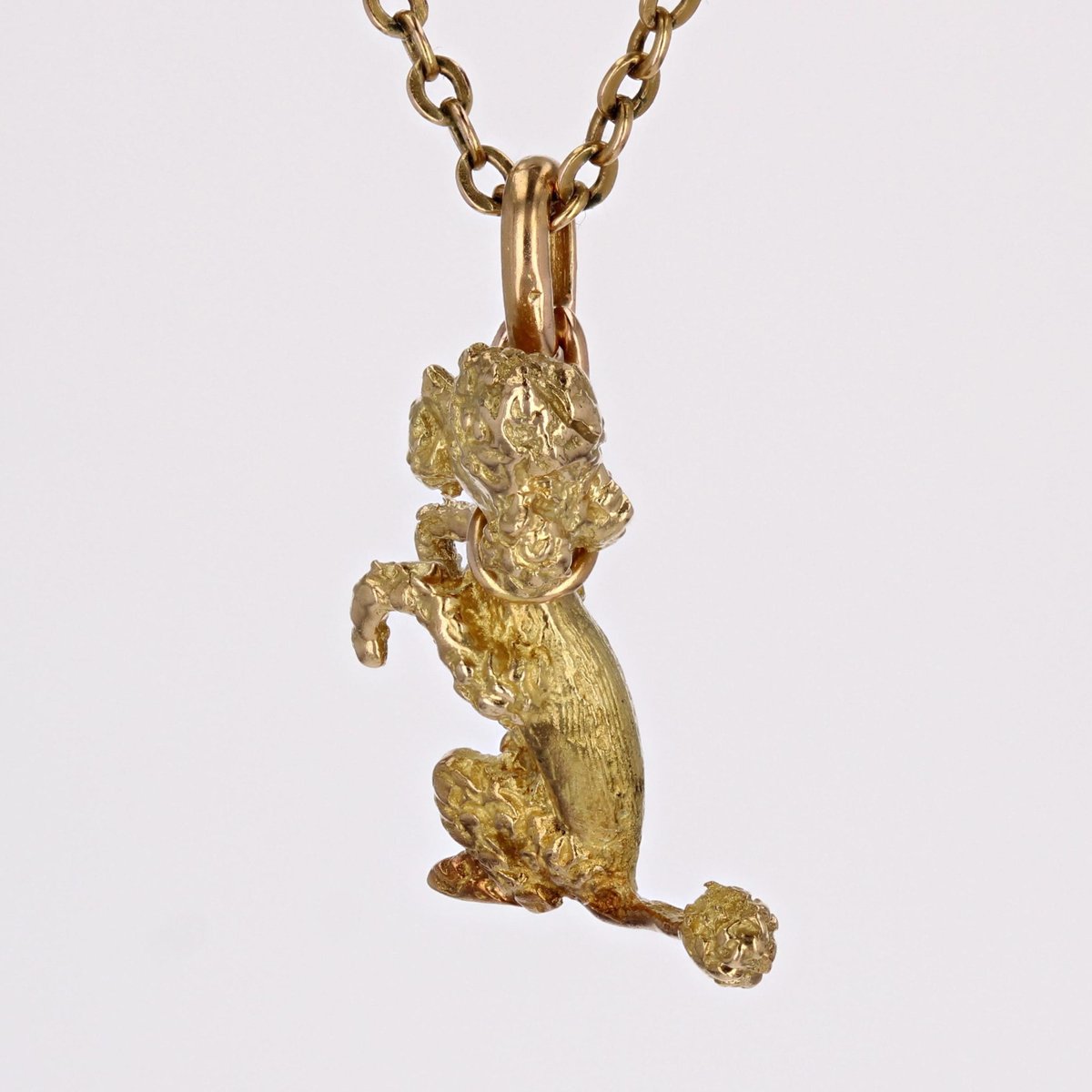 French 18 Karat Yellow Gold Sitting Poodle Charm Pendant, 1960s