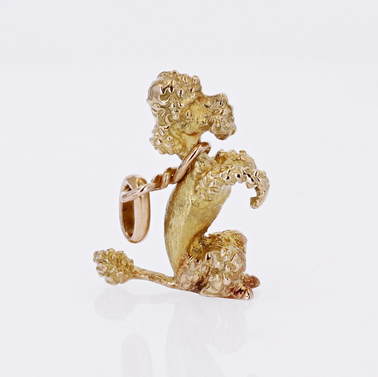 French 18 Karat Yellow Gold Sitting Poodle Charm Pendant, 1960s