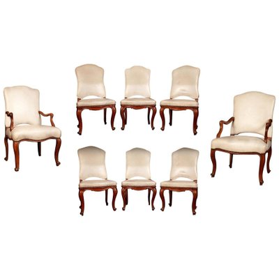 French 18th Century Dining Chairs and Armchairs, 1760s, Set of 8-MBH-1032005