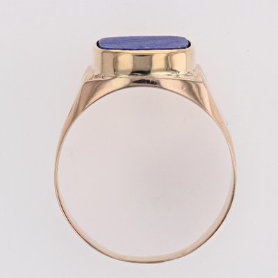 French 1950s Lapis Lazuli 18 Karat Yellow Gold Signet Ring-OLU-1718969