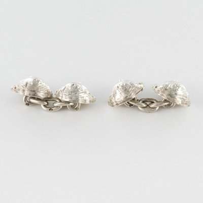 French 19th Century Sterling Silver Cherub Cufflinks, Set of 2-OLU-896506