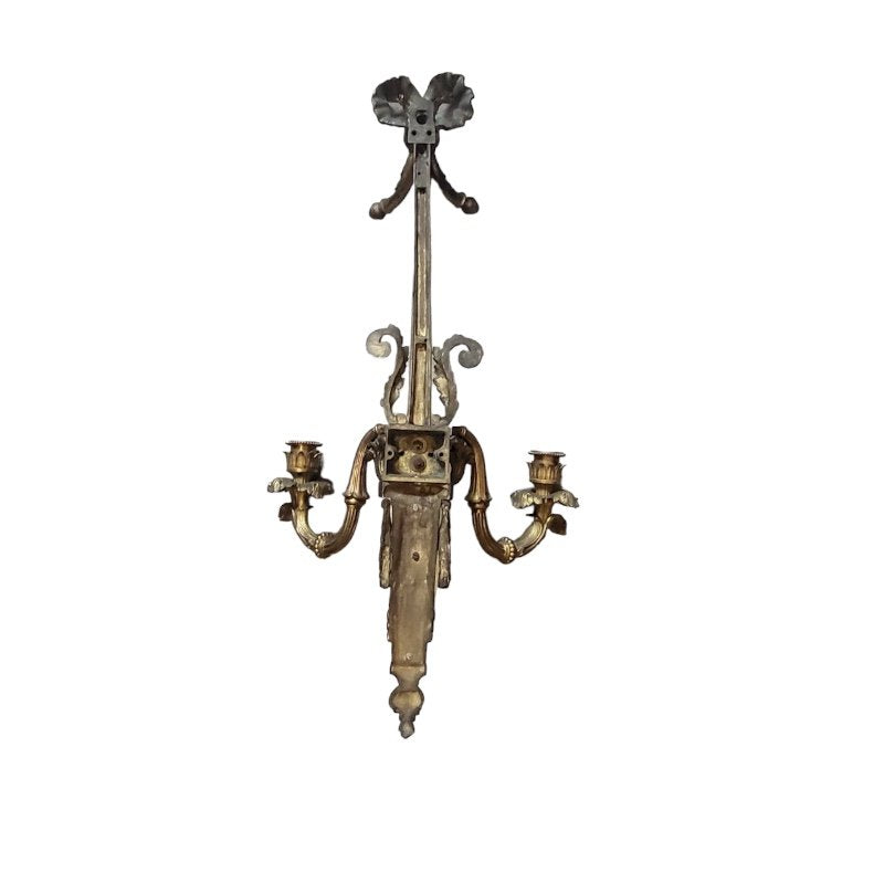 French 2-Armed Wall Candleholders in Bronze, 19th Century, Set of 2