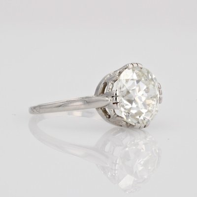 French 207 Carats Diamond Platinum Solitaire Ring-OLU-1763983