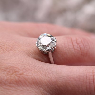 French 207 Carats Diamond Platinum Solitaire Ring-OLU-1763983