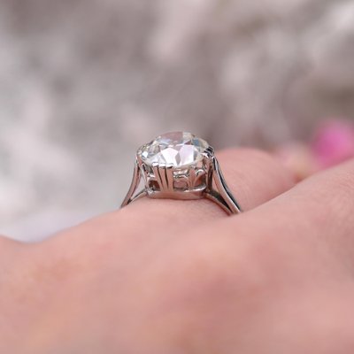 French 207 Carats Diamond Platinum Solitaire Ring-OLU-1763983