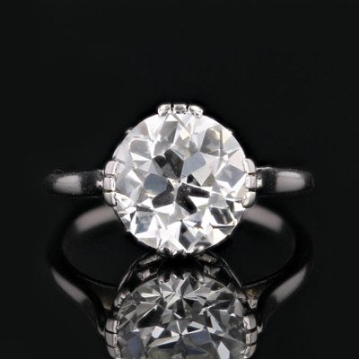 French 207 Carats Diamond Platinum Solitaire Ring-OLU-1763983