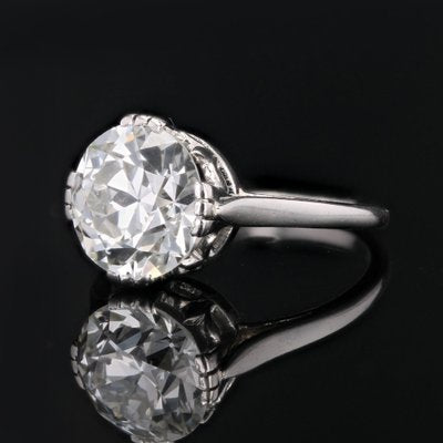 French 207 Carats Diamond Platinum Solitaire Ring-OLU-1763983