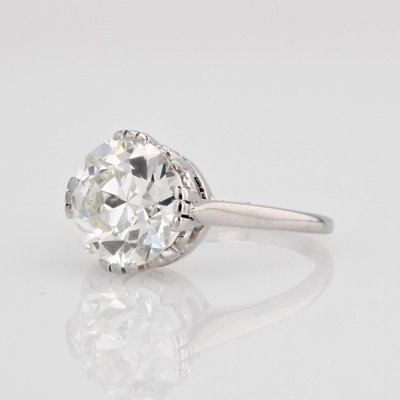 French 207 Carats Diamond Platinum Solitaire Ring-OLU-1763983