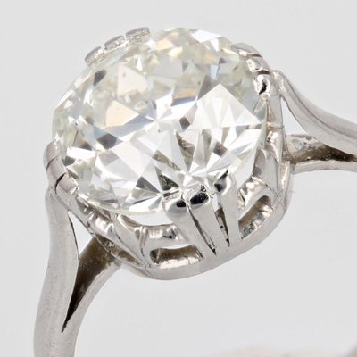 French 207 Carats Diamond Platinum Solitaire Ring-OLU-1763983