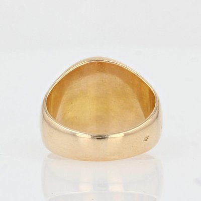 French 20th Century 18 Karat Yellow Gold Engraved with Initials Signet Ring-OLU-1073712