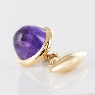 French 20th Century Amethyst and 18 Karat Yellow Gold Cufflinks, Set of 2-OLU-896621