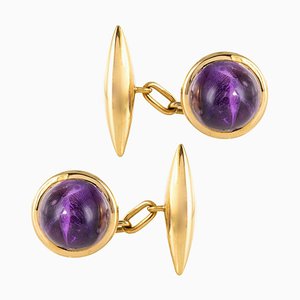 French 20th Century Amethyst and 18 Karat Yellow Gold Cufflinks, Set of 2-OLU-896621