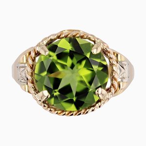 French 4.20 Carats Peridot 18 Karat Rose Gold Ring, 1950s-OLU-1743319