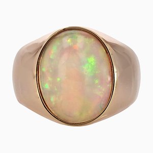 French 4.75 Carats Opal 18 Karat Yellow Gold Bangle Ring, 1960s-OLU-1718974