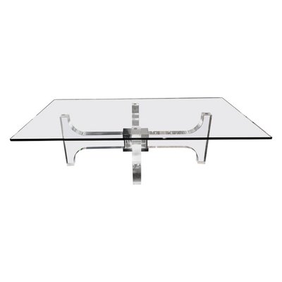 French Acrylic Glass and Metal Coffee Table by Philippe Jean, 1970s-FUE-549324