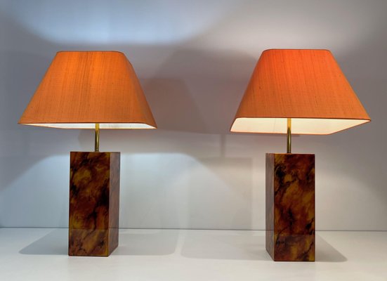 French Acrylic Glass Table Lamps, 1970, Set of 2-BA-1756186