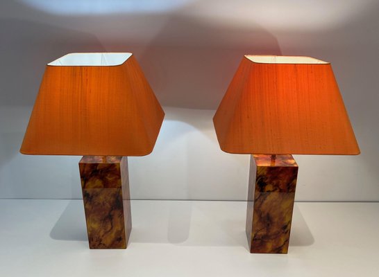 French Acrylic Glass Table Lamps, 1970, Set of 2-BA-1756186