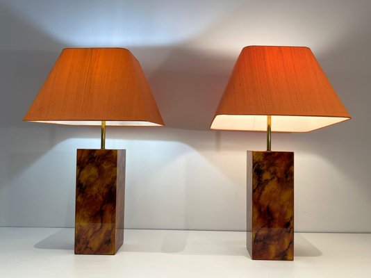 French Acrylic Glass Table Lamps, 1970, Set of 2-BA-1756186