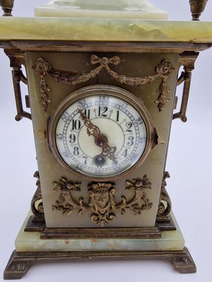 French Alabaster Clock, Early 20th Century-RKF-1779642