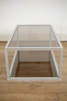 French Aluminum and Smoked Glass Coffee Table, 1980s-MAO-686536