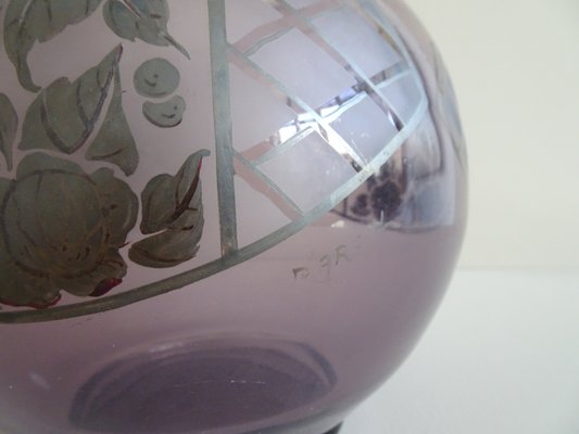 French Amethyst Glass and Silver Vase from D`Argyl, 1930s-POM-729867