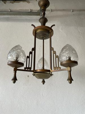 French Architectural Body Chandelier in Copper, 1940s-RDS-1452328