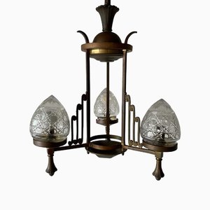 French Architectural Body Chandelier in Copper, 1940s-RDS-1452328