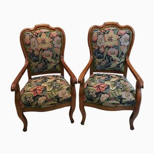 French Armchair in Upholstered Cherrywood, 1850s, Set of 2-ULU-1761181