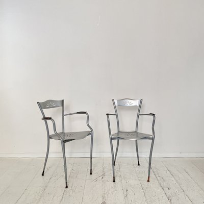 French Armchairs in Metal and Copper, 1980s, Set of 2-FB-1723649