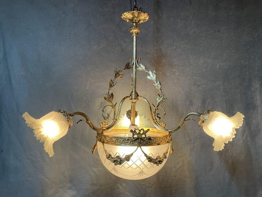 French Art Deco 3-Branch Chandelier, 1920s-NSG-1821652