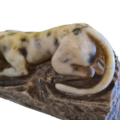 French Art Deco Alabaster Sculpture of Creeping Tiger, 1920s-VHW-2038142