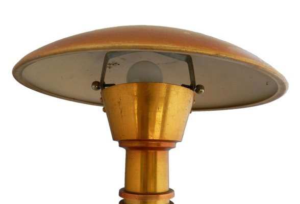 French Art Deco Aluminum UFO Mushroom Distressed Table Lamp, 1930s-ARU-676244