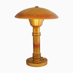 French Art Deco Aluminum UFO Mushroom Distressed Table Lamp, 1930s-ARU-676244