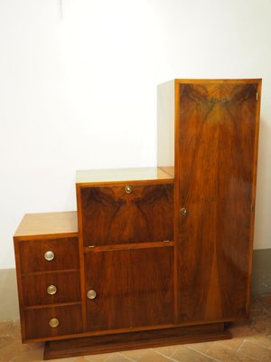 French Art Deco Bar in Walnut, 1940s-TKR-1104629