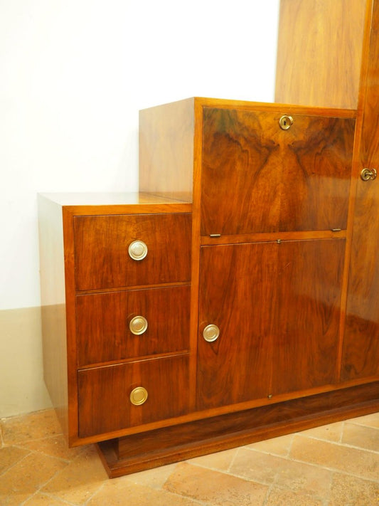 French Art Deco Bar in Walnut, 1940s