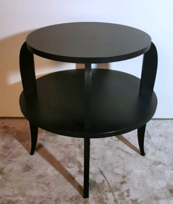 French Art Deco Black Round 2-Top Tea or Coffee Table, 1930s-QRS-1756680