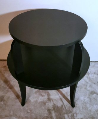 French Art Deco Black Round 2-Top Tea or Coffee Table, 1930s-QRS-1756680