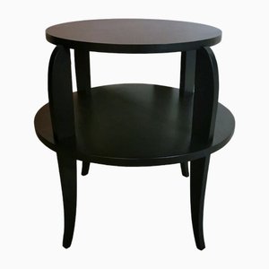 French Art Deco Black Round 2-Top Tea or Coffee Table, 1930s-QRS-1756680