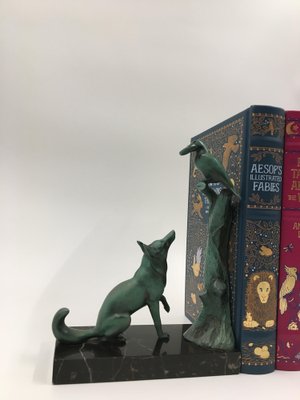 French Art Deco Bookends Representing La Fontaine Fables by Max Le Verrier, 1930s, Set of 2-SAK-1797355