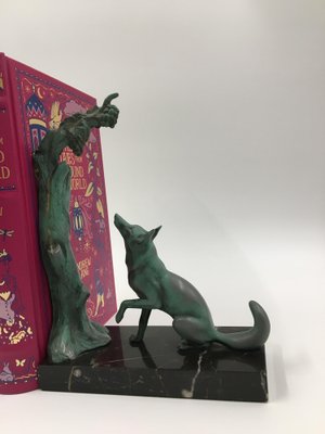 French Art Deco Bookends Representing La Fontaine Fables by Max Le Verrier, 1930s, Set of 2-SAK-1797355