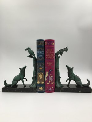 French Art Deco Bookends Representing La Fontaine Fables by Max Le Verrier, 1930s, Set of 2-SAK-1797355