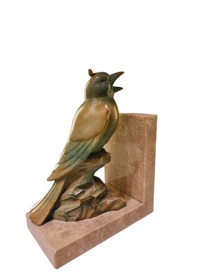 French Art Deco Bookends with Cockatoos on Marble Bases, 1920s, Set of 2-SAK-1811320