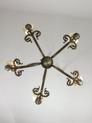 French Art Deco Brass Chandelier, 1930s-HGJ-1440840