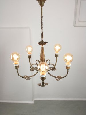 French Art Deco Brass Chandelier, 1930s-HGJ-1440840