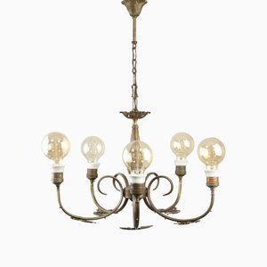 French Art Deco Brass Chandelier, 1930s-HGJ-1440840