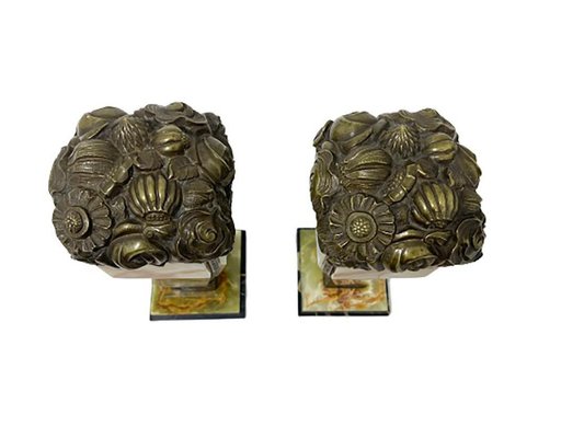 French Art Deco Bronze and Onyx Mantelpieces, 1920s, Set of 2-UCH-1748012